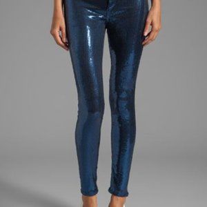 Wildfox Raquel Sequin Skinny Jean, Navy, Size 24